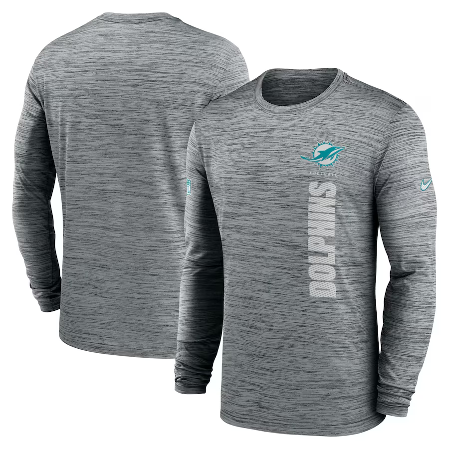 Men Miami Dolphins grey 2024 Nike NFL long sleeve t shirts->nfl t-shirts->Sports Accessory